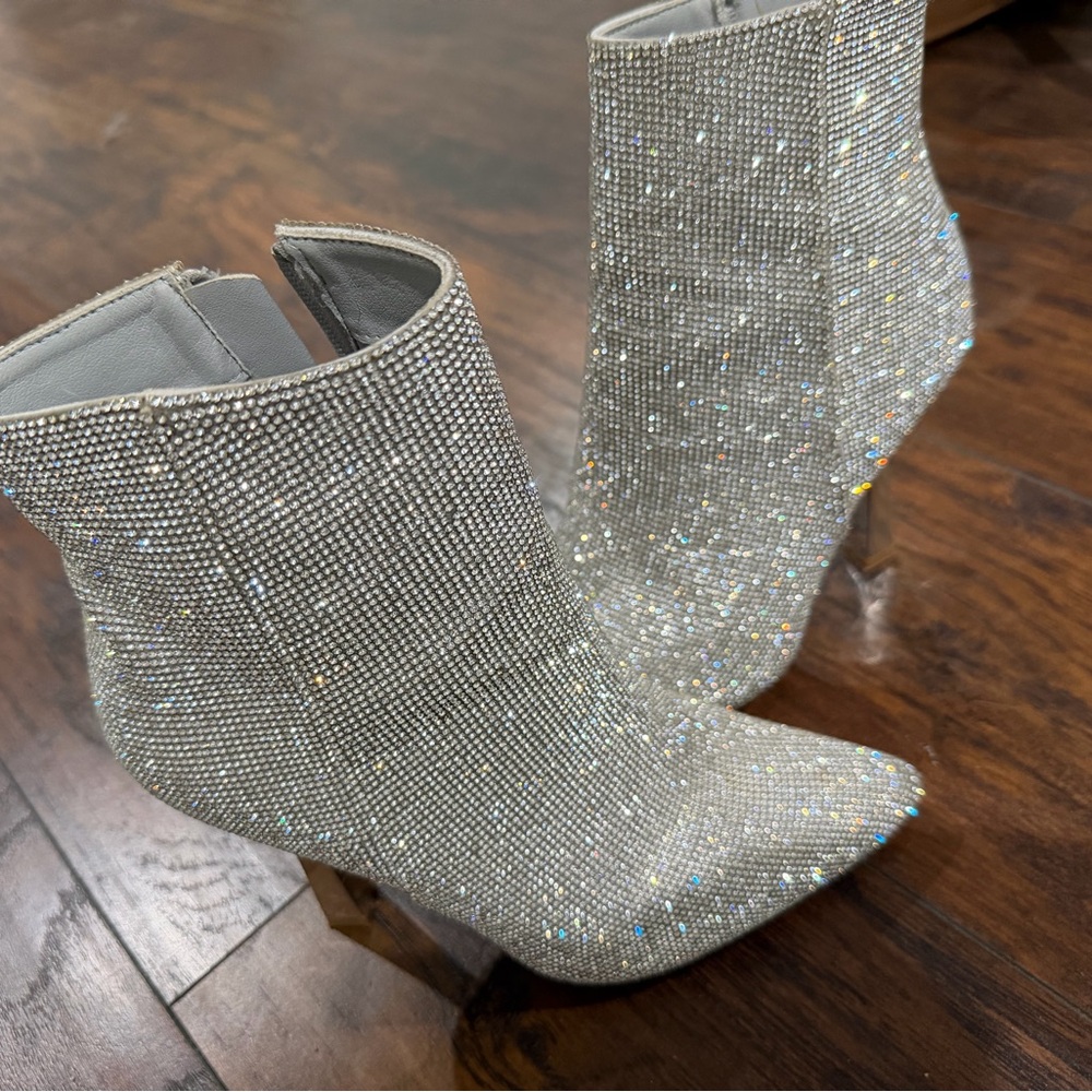 Madden Girl Sparkling Silver Ankle Booties